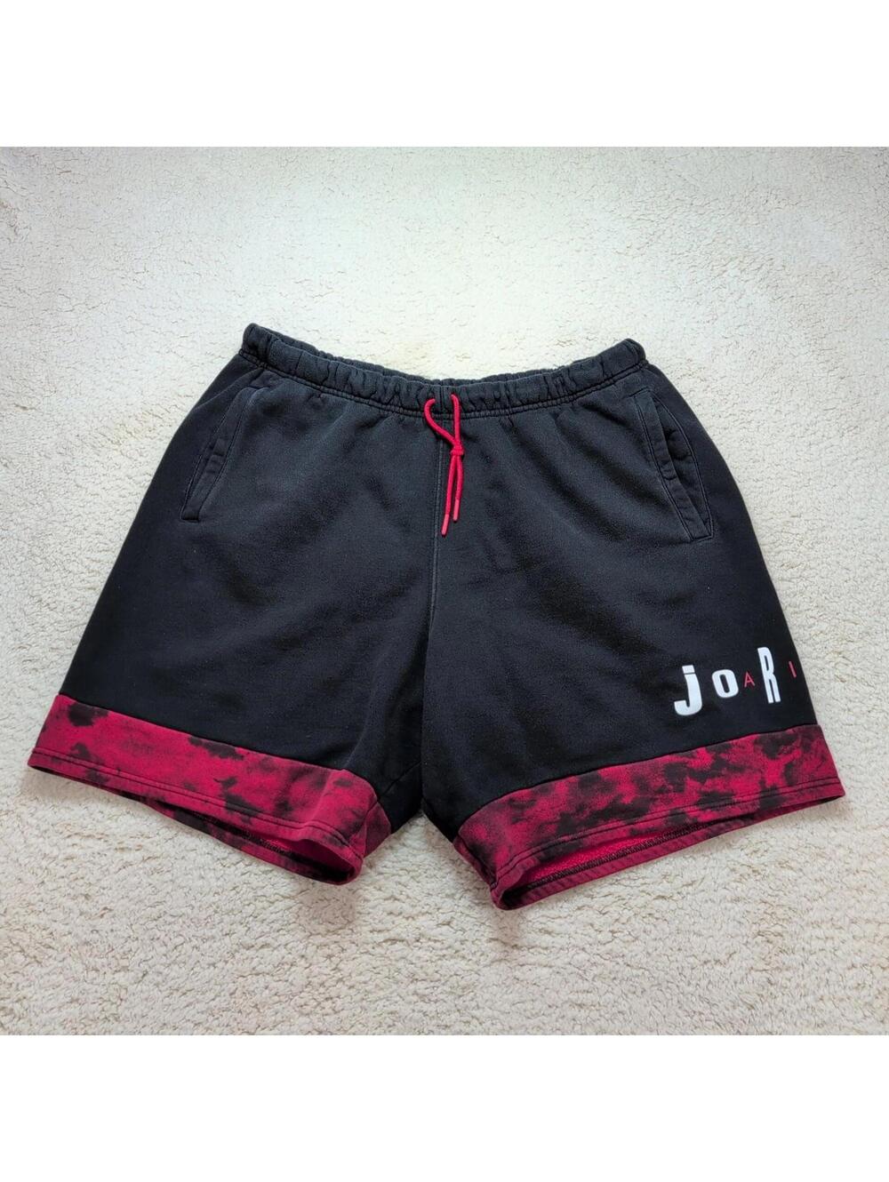 Jordan Sweat Shorts Men’s XL Black Red DD5221-010 Athletic Casual Streetwear - Picture 2 of 11